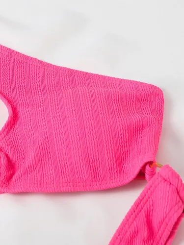 Vista 5 de WDIRARA Traje de baño de una pieza para mujer con anillo de hombro recortado de corte alto