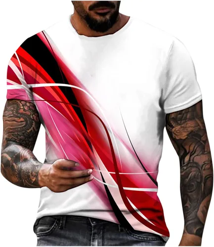 Vista 8 de Camisa de gran tamaño para hombre, casual, de manga corta, con estampado de llama 3D, ajuste holgado, cuello redondo