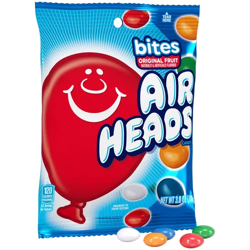 Vista 3 de Airheads Caramelos, mordeduras, sabor a fruta surtido, no se derrite, 3.8 onzas (paquete de 1)