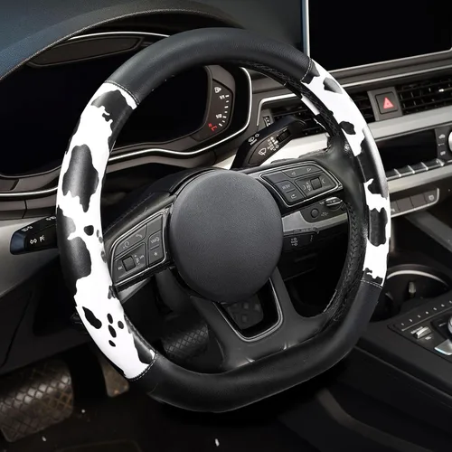 Vista 16 de Fundas para volante de automóvil con estampado de vaca, piel de microfibra transpirable para mujeres y hombres, protector universal de volante