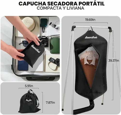 Vista 7 de Secadora de ropa portátil – Secadora de ropa de viaje – Ideal para pequeñas cargas de prendas ligeras, además de artículos pequeños como ropa