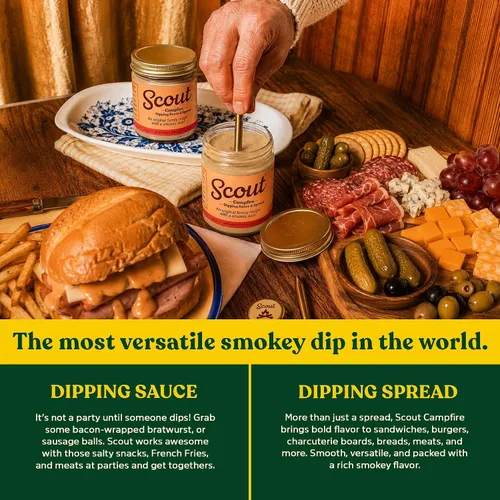 Vista 5 de Scout Salsa de inmersión y untable de fogata – Salsa versátil ahumada, de gran sabor elaborada con ingredientes de primera calidad, perfecta