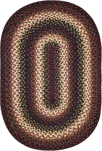 Vista 176 de Homespice Apple Pie - Alfombra ovalada roja de 2 x 3 pies, alfombra de cocina trenzada para decoración primitiva y rústica, reversible, yute sin