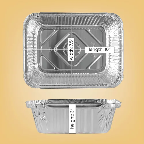 Vista 2 de PLASTICPRO Moldes desechables de papel de aluminio para llevar de 5 LB de 7'' X 10'' X 3'' pulgadas, moldes para hornear - utensilios de cocina