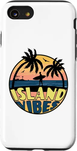Vista 13 de iPhone 15 Island Vibes - Relaxed - Beach Scene - Surfer - Palm Trees Case