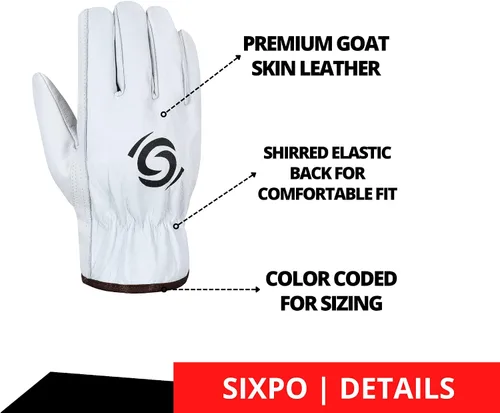 Vista 2 de Paquete de 12 pares de guantes de trabajo de cuero para almacén, guantes de jardinería y construcción para hombres y mujeres, guantes de trabajo