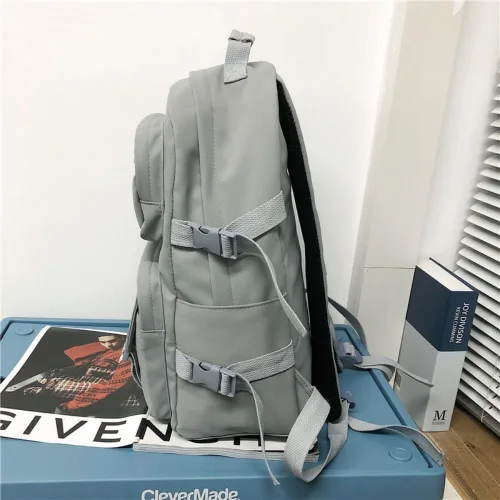 Vista 3 de Moda hombres mochila impermeable nylon mochila kawaii mujeres bolsa de viaje de alta capacidad bolsillos laterales, Negro -, Mochilas de mochila