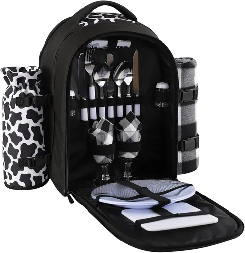 Vista 4 de apollo walker - Mochila para picnic para 2 personas con compartimento refrigerado, soporte desmontable para botella/vino, manta de forro polar