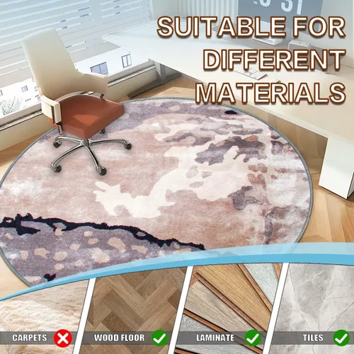 Vista 4 de Tapete para silla de oficina de pelo corto, antideslizante, que reduce el ruido, tapete redondo de 47 pulgadas, tapete decorativo para oficina