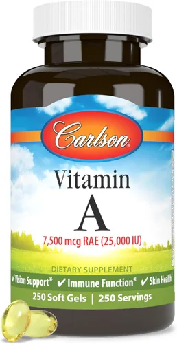 Vista 10 de Carlson Vitamina A, 25000 UI (7500 mcg RAE), Visión Health, 100 cápsulas