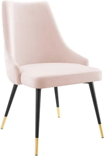 Vista 15 de Modway Adorn Silla auxiliar de comedor de terciopelo copetudo, color negro, 25 pulgadas de profundidad x 22 pulgadas de ancho x 34 pulgadas de alto