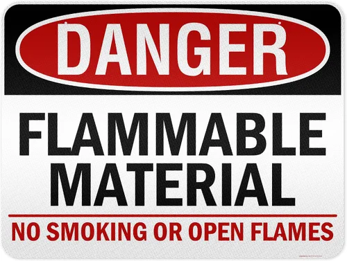 Vista 11 de Cartel de peligro de material inflamable No Smoking or Open Flames, 7 x 10 pulgadas, libre de óxido, aluminio 040, resistente a la decoloración