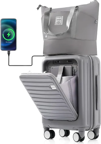 Vista 31 de Merax Juego de equipaje rígido ABS expandible de 3 piezas con rueda giratoria Maleta TSA Lock Suit Case, Negro -, Juego de 2 piezas, Equipaje