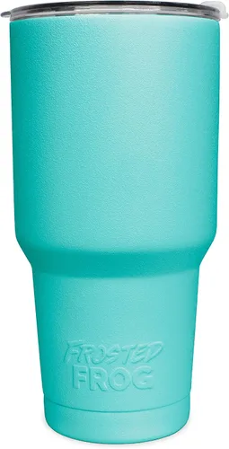 Vista 13 de Frosted Frog Vaso negro de 30 onzas con aislamiento al vacío con popote de acero inoxidable