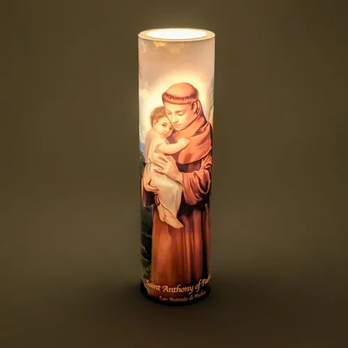 Vista 6 de St Anthony, vela de oración devocional sin llama LED, THE SAINTS COLLECTION