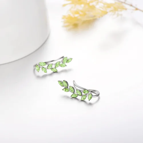 Vista 3 de AOBOCO Aretes de plata de ley 925 hipoalergénicos para orejas sensibles, hechos con cristales austriacos