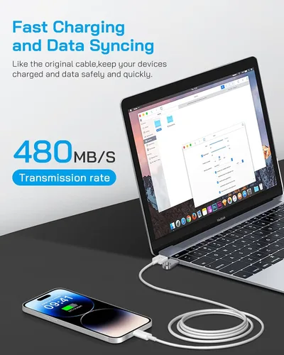 Vista 5 de Cargador Lightning para iPhone，[Certificado MFi] Cargador USB para teléfono con cable de carga de 6 pies para iPhone 14 13 12 11 Pro/Pro Max/SE