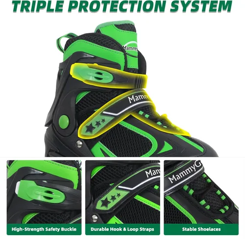 Vista 35 de MammyGol Patines en línea ajustables para niños y niñas, patines con ruedas iluminadas de 4 a 16 años