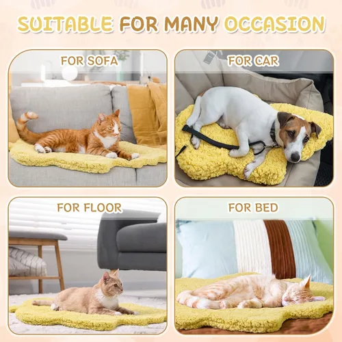 Vista 7 de Paquete de 3 camas autocalentables para mascotas con forma de hoja, autocalentable, tapete térmico lavable para erizo, conejo, planeador de azúcar
