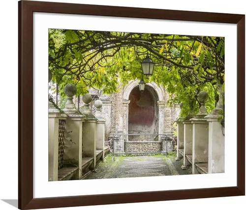 Vista 10 de ART.COM Impresión fotográfica de pared Italia, Lazio, Tivoli, Villa d'Este. Pasarela en los jardines de Villa d'Este. sobre marco negro por Julie