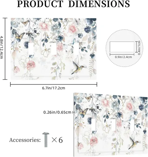 Vista 158 de Decorative Outlet Covers Blue Background White Cat Daisy Floral 2-Gang 1-Gang Wall Plate Single Toggle/Rocker Farmhouse Style Light Switch Covers