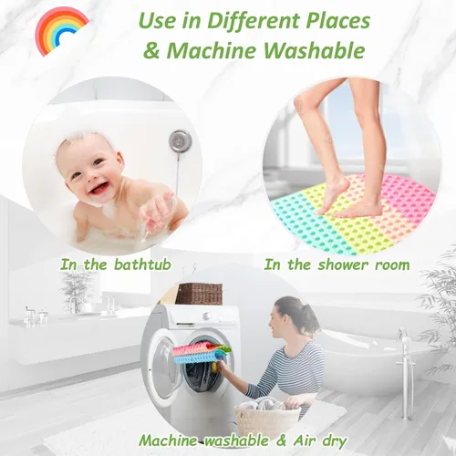 Vista 7 de Alfombra de Baño para Bebé y Niños Pequeños para Bañera, Alfombra Antideslizante de Silicona para Bañera para Niños con 27 x 15 Pulgadas