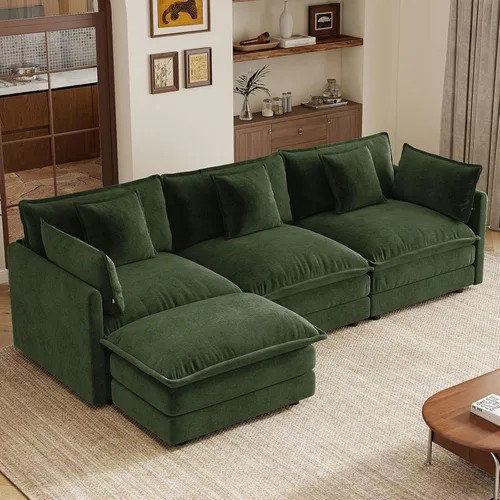 Vista 16 de 76.7" Cloud Couch for Living Room, Deep Seat Loveseat Sofa, Beige Breathable Chenille, 2-Seats Couch for Apartment Small Spaces, Pocket Spring