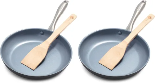 Vista 11 de GreenPan Lima - Sartén de 8" de cerámica antiadherente dura anodizada, sartenes y ollas libres de PFAS y no tóxicas, aptas para horno y asador