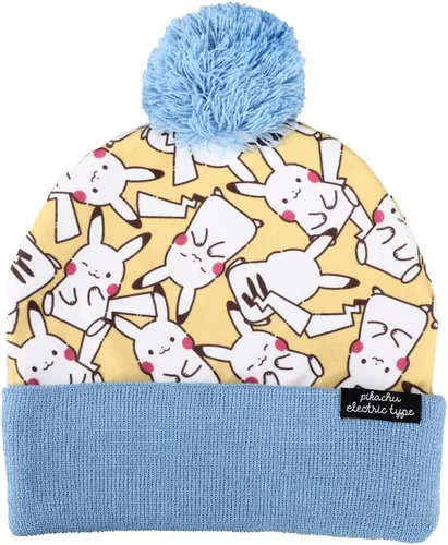 Vista 2 de Bioworld Pokemon Pikachu AOP Knit Gorra Amarillo