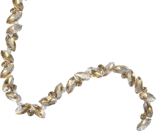 Vista 24 de uxcell Borde de cadena de diamantes de imitación de 1 yarda, aplique de cadena de cristal brillante de 0.394 pulgadas para costura, joyería