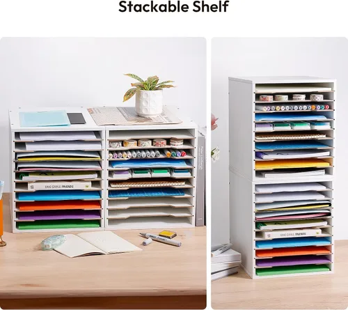 Vista 6 de Yumkfoi Organizador de papel de construcción de 9 x 12, clasificador de archivos ajustable de 10 niveles para papel A4, organizador de escritorio