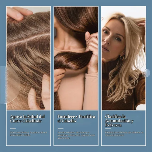 Vista 3 de Champú de ajo para tratamiento capilar. Para cabello normal a seco 32 onzas. Champú Blue Label para cabello seco/quebradizo