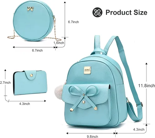 Vista 41 de ZGWJ Mini mochila de cuero con moño, mochila pequeña, linda mochila casual de viaje para niñas y mujeres, M, Mochilas tipo mochila