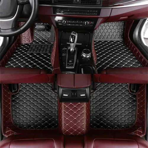 Vista 7 de Nuevas alfombrillas de coche personalizadas para Sedán, SUV, camioneta, alfombrillas de cuero para todo tipo de clima, Negro Alfombras para Carro