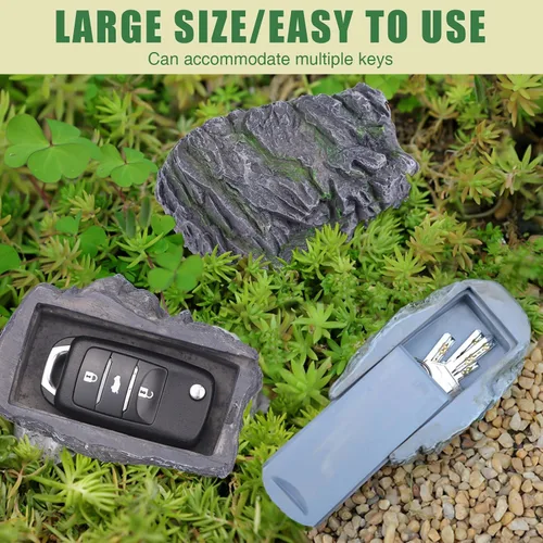 Vista 2 de Oculta una llave de piedra, ocultador de llaves de roca falsa para exteriores, caja de seguridad oculta impermeable para patio, jardín, patio