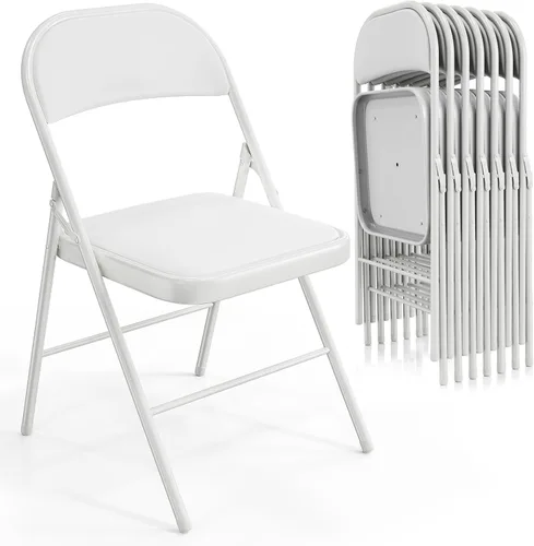 Vista 16 de VINGLI Paquete de 4 sillas plegables con asientos acolchados, marco de metal con asiento y respaldo de piel sintética, capacidad de 350 libras, Negro