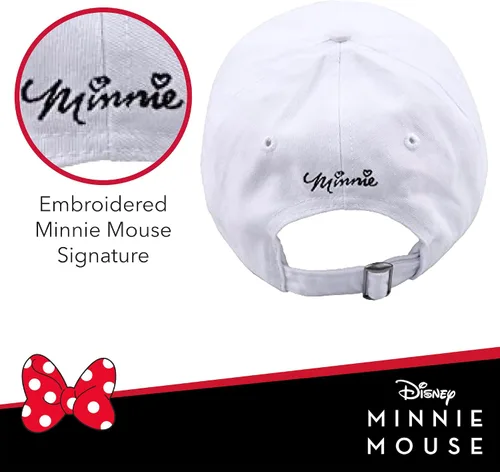 Vista 4 de Concept One Disney's Minnie Mouse Bows Embroidered Cotton Adjustable Dad Hat with Curved Brim