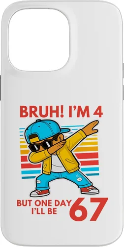 Vista 21 de Bruh I'm 4 But One-Day I'll Be 67 Retro 4th Birthday - Carcasa para iPhone 17