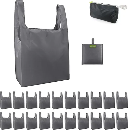 Vista 23 de BeeGreen Bolsas de comestibles reutilizables de Navidad con bolsa de almacenamiento con cremallera, paquete de 10 bolsas de compras reutilizables a