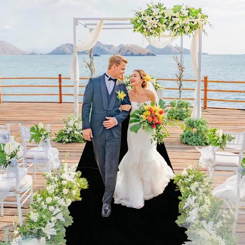Vista 12 de Camino de pasillo negro de 4 x 15 pies para ceremonia de boda, alfombra de pasillo de terciopelo para pasillo, accesorios de boda para recepción