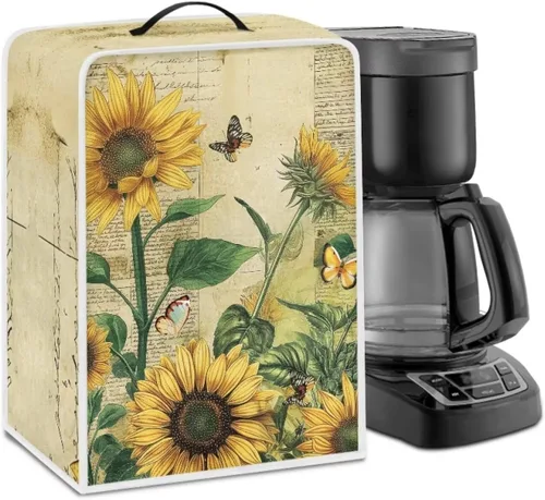 Vista 52 de DISNIMO Cubierta antipolvo para cafetera de mariposa azul, fundas para máquina de hacer café de cocina con mango superior, cubierta