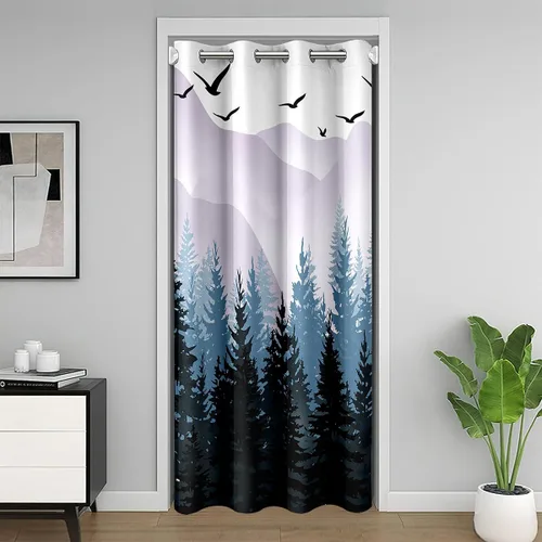 Vista 8 de Cortina de puerta de montaña para privacidad de puerta, árbol de naturaleza salvaje, cortina para puerta de armario, cortina para dormitorio, sala