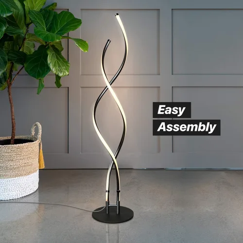 Vista 6 de Brightech Embrace - Lámpara de pie LED regulable - Moderna lámpara de pie ajustable en espiral para salas de estar y oficinas - Lámpara de mesa