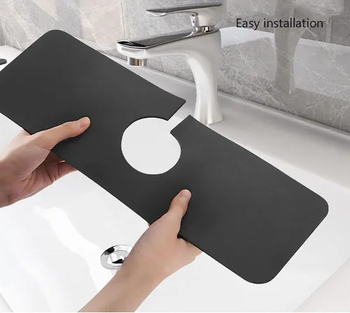 Vista 3 de Protector contra salpicaduras para grifo de fregadero de cocina, tapete absorbente de grifo, alfombrilla de silicona para atrapar agua