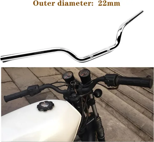 Vista 7 de Manillar de motocicleta de 7/8 pulgadas, 0.866 in, manubrio Cafe Racer, barras de arrastre universales para Cafe Race Bobber Motocross Dirt Pit Bike