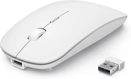 Vista 9 de TECKNET Ratón inalámbrico Bluetooth para laptop, mouse silencioso recargable (Bluetooth 5.2/3.0 y 2.4G), ultrafino, 6 niveles ajustables 4800 DPI