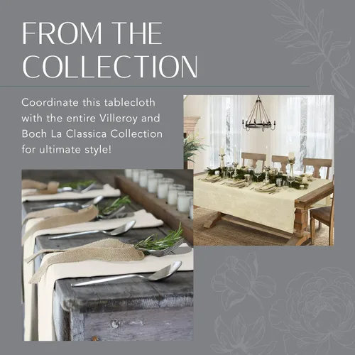Vista 5 de Elrene Home Fashions Villeroy & Boch La Classica - Mantel de lino, ideal para comidas formales o uso diario, 70 x 96 pulgadas, color marfil