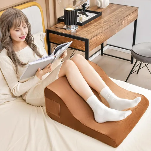 Vista 6 de Giantex Almohada de cuña de cama para dormir, almohada triangular de 7.5 pulgadas para soporte de cuello y pierna trasera, almohada de cuña