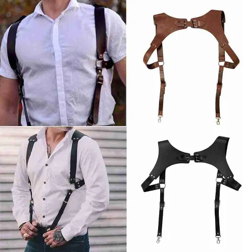 Vista 4 de Moda Cuerpo Pecho Arnés Ajustable De Los Hombres De Imitación De Cuero Chaleco Correas Tirantes Sexy Hombres Mujeres Cuerpo Tirantes