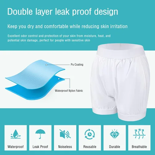 Vista 6 de Carer - Fundas de pañales para adultos, 2 piezas, lavables, a prueba de fugas, ropa interior para incontinencia para hombres y mujeres, elástico